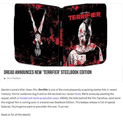 DREAD Announces New ‘Terrifier’ Steelbook Edition